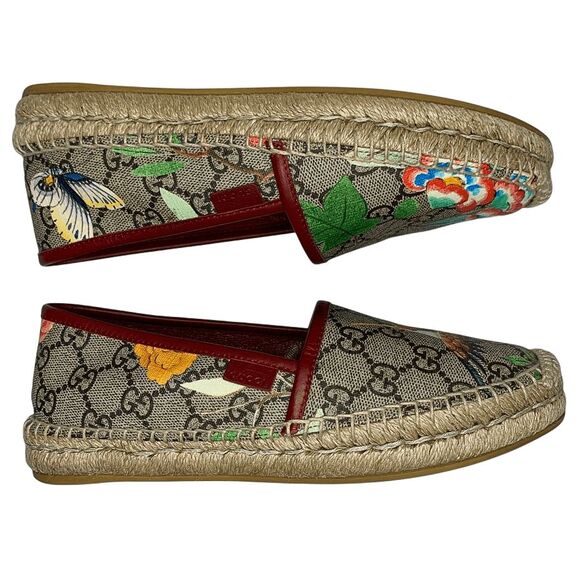 Gucci Pilar Espadrille Flats EU 36.5 US 6.5 GG Supreme Logo St. Tian Slip Ons - Picture 7 of 15